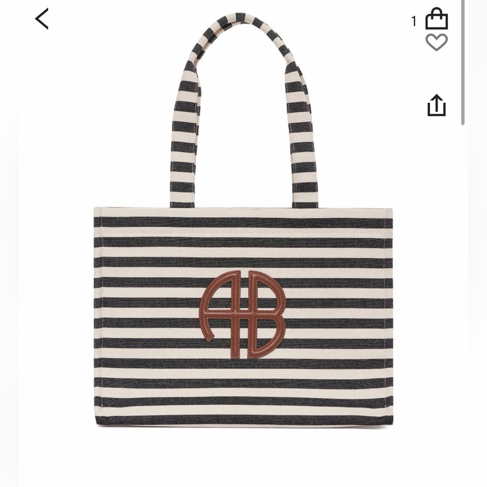 Anine Bing Black and White Striped Tote